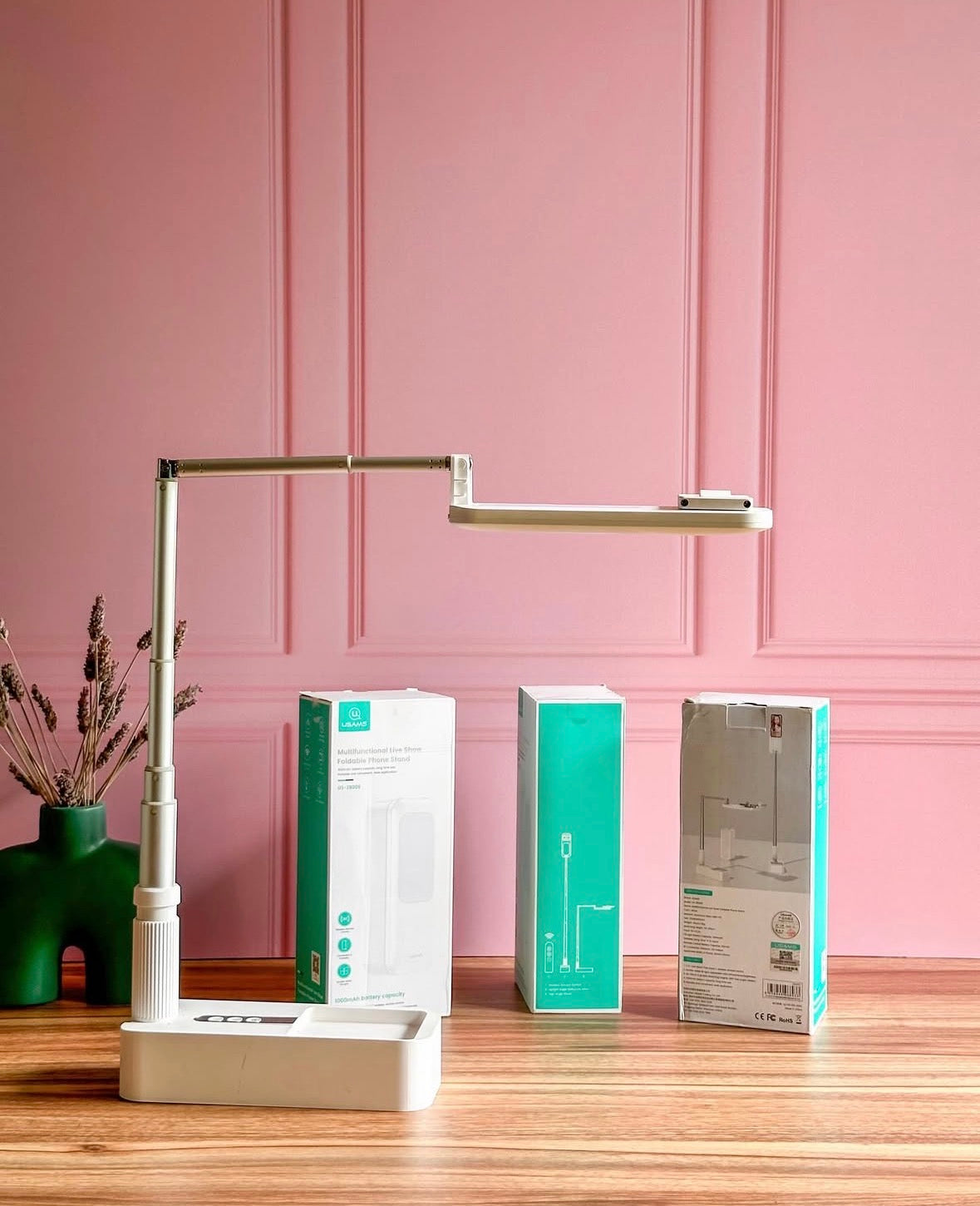 Soporte para celular plegable diseñado para streaming y creación de contenido